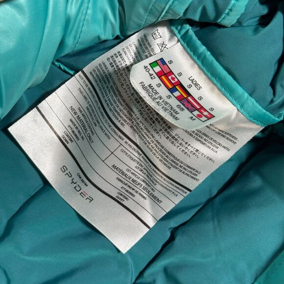 Spyder Syrround Down Jacket Womens Small Blue Goose Puffer Mock Neck Outdoor - Picture 5 of 16